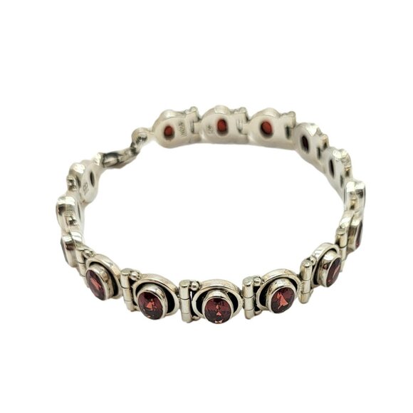 Nicky Butler Garnet Gemstone Bracelet Vintage .925 Sterling Silver - Picture 2 of 12